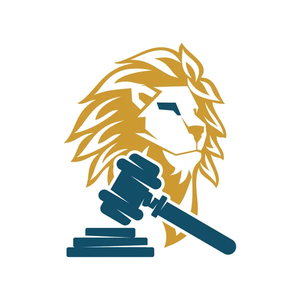 Modèle de symbole de conception de logo de loi de marteau de tête de lion vecteur isolé — Image vectorielle