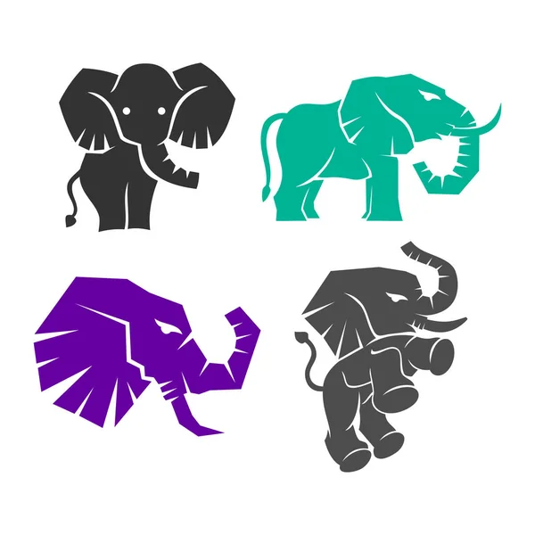 Elefant Sammlung Logo Design Illustration Vorlage Set — Stockvektor