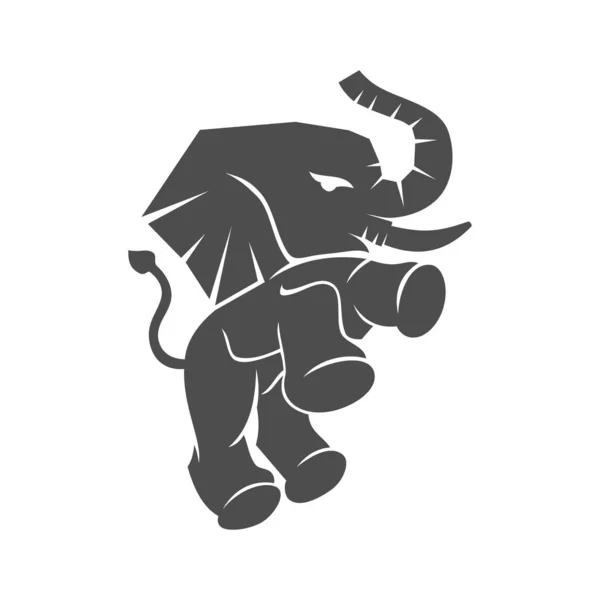 Modèle d'illustration vectorielle de conception de logo rugissant d'éléphant isolat — Image vectorielle