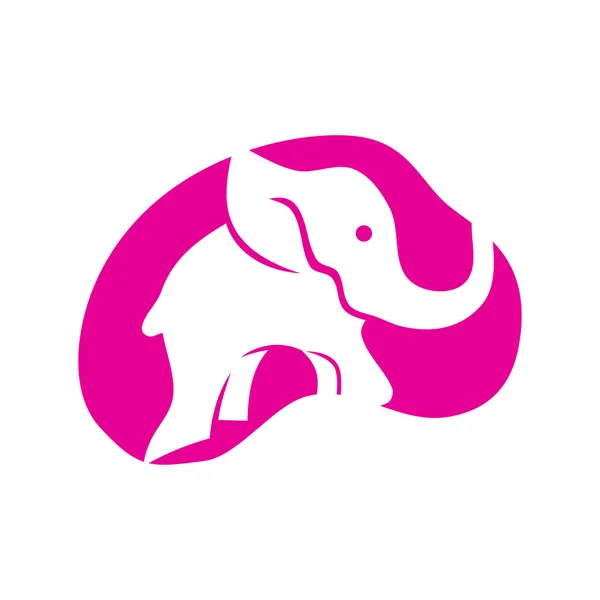 Plantilla de vector de diseño de logotipo simple rosa elefante aislado — Vector de stock