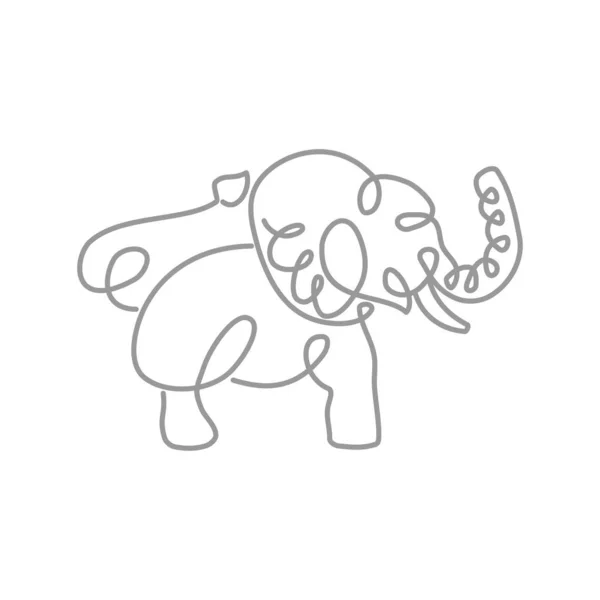 Elefant Linie Unterschrift Logo Design Illustration isoliert — Stockvektor
