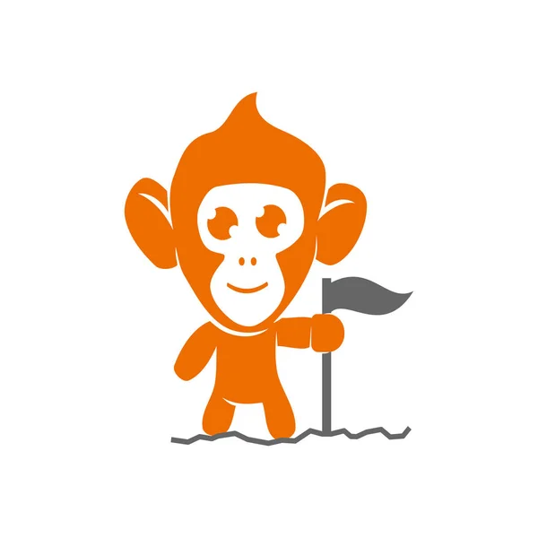 Affen halten Flagge Logo Design Vorlage Vektor Illustration Isolat — Stockvektor