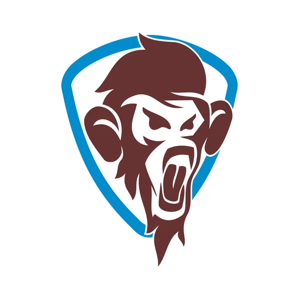 Plantilla de diseño de logotipo Monkey Shield Vector Illustration Aislado — Vector de stock