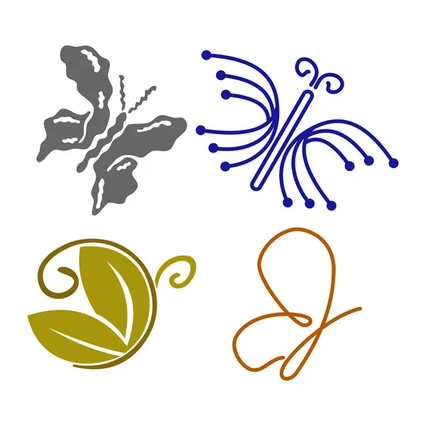 Butterfly Collection Logo Design Vector Illustration Set di icone — Vettoriale Stock