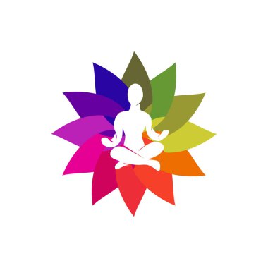 Yoga Lotus Renkli Logo Tasarımı Meditasyon İllüstrasyonu İzole Edildi
