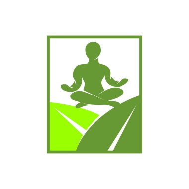 Yoga Yaprak Meydanı logo tasarımı meditasyon çizimi izole edildi