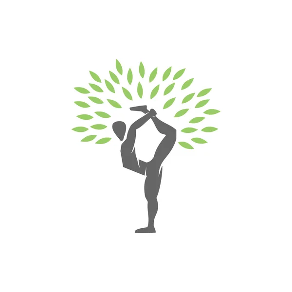 Ioga árvore logotipo design meditação vetor ilustração isolado — Vetor de Stock
