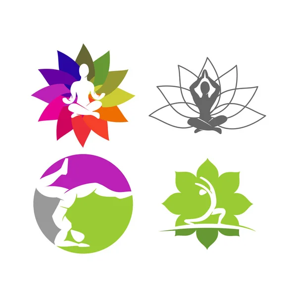 Yoga abstrakt logo design emblem meditation illustration set — Stockvektor