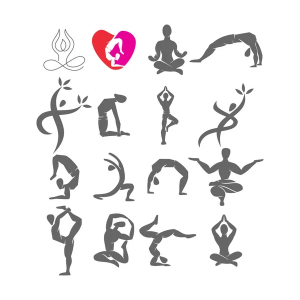 Logotipo de ioga Coleção design emblema meditação ilustração conjunto — Vetor de Stock