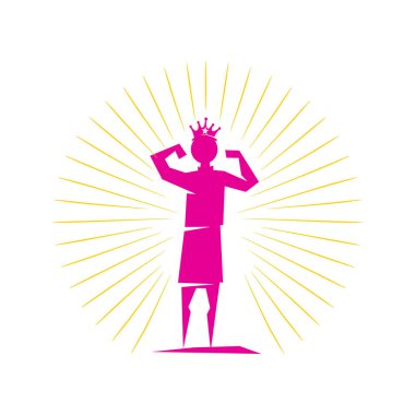 Kadın gücü King Kazanan logo vektör resimleme simgesi 