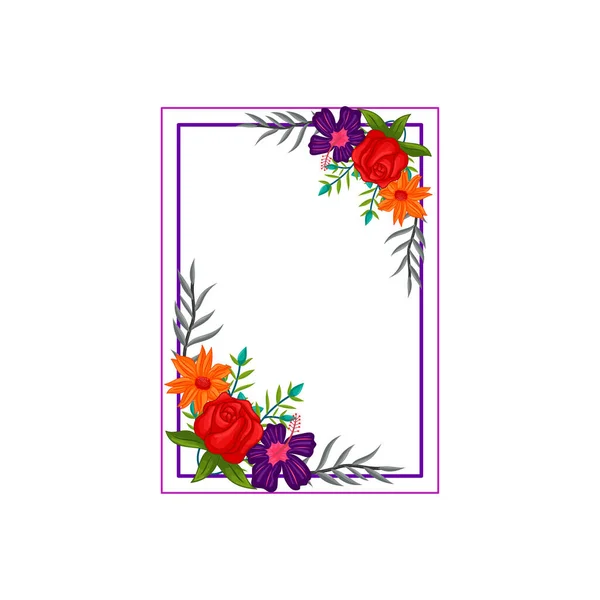Vector Frame Flowers Colors Blank Template Isolated — Stock Vector