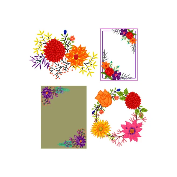 Vektorrahmen Blumen Farben Blank Template Set — Stockvektor