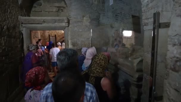 Demre Antalya Törökország Június 2019 Turisták Imádják Imádkoznak Közelében Sír — Stock videók