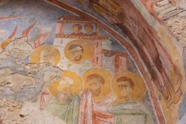 Aziz Niklas Kilisesi 'nde renkli freskler. Antalya ilinin Demre ilçesine bağlı antik Bizans Yunan Aziz Niklas Kilisesi