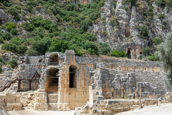 Eingangsruinen Des Griechisch Römischen Amphitheaters Der Antiken Stadt Myra Demre — Stockfoto