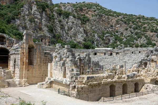 Ruinen Des Griechisch Römischen Amphitheaters Der Antiken Stadt Myra Demre — Stockfoto