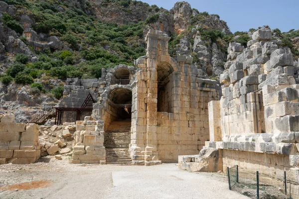 Eingangsruinen Des Griechisch Römischen Amphitheaters Der Antiken Stadt Myra Demre — Stockfoto