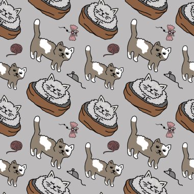 Elle çizilmiş sevimli kediler. Çocuk çizimi. Tasarımın için çizimler