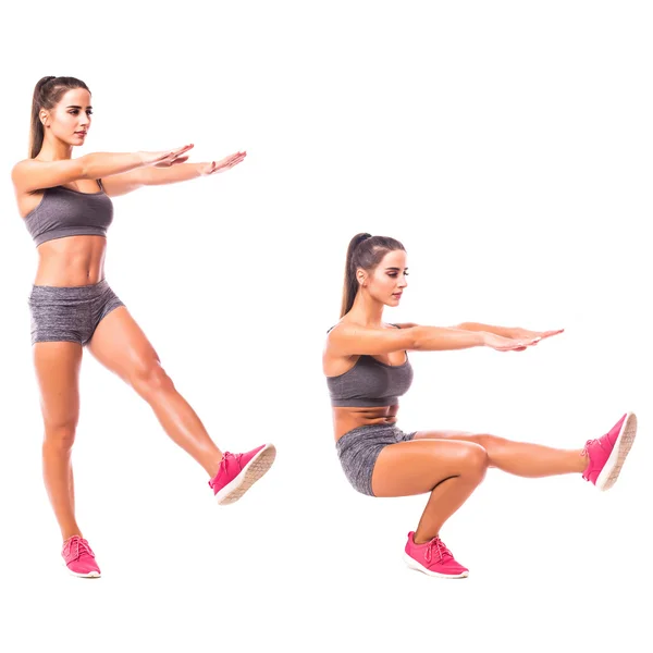 Young woman doing sport exercise. — Stock Photo, Image