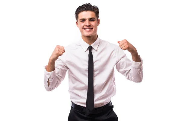 Young man with victory gesture and emotions — Stock Photo, Image