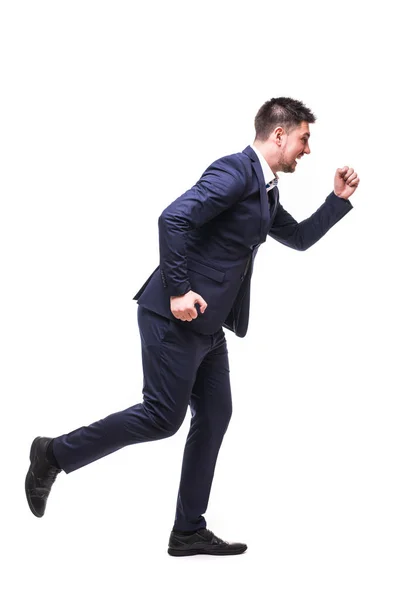 Runing man in suit on white — Stock Photo, Image