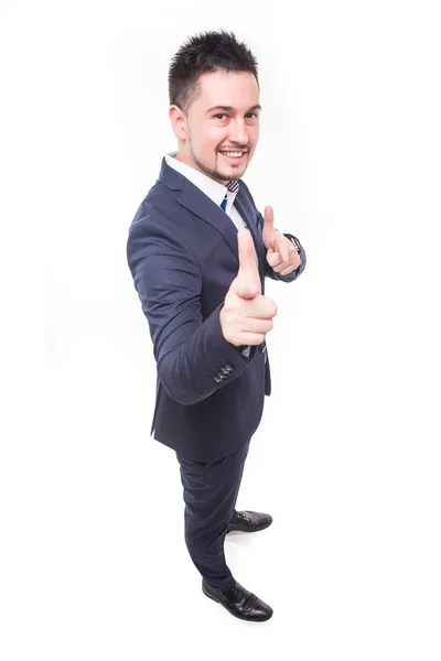 Guapo hombre positivo señaló en usted en blanco — Foto de Stock