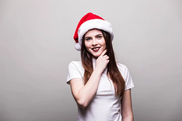 Modelka nosí klobouk santa — Stock fotografie