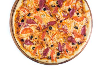 Pizza ışık üzerinde ahşap