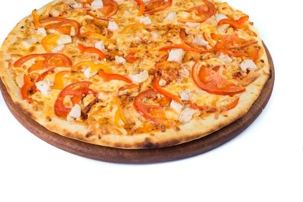 Pizza na światło drewniane — Zdjęcie stockowe