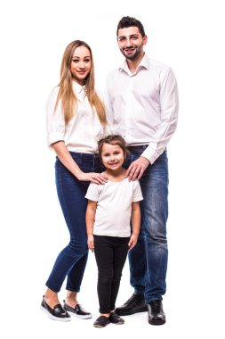 Beyaz arka planda mutlu bir aile