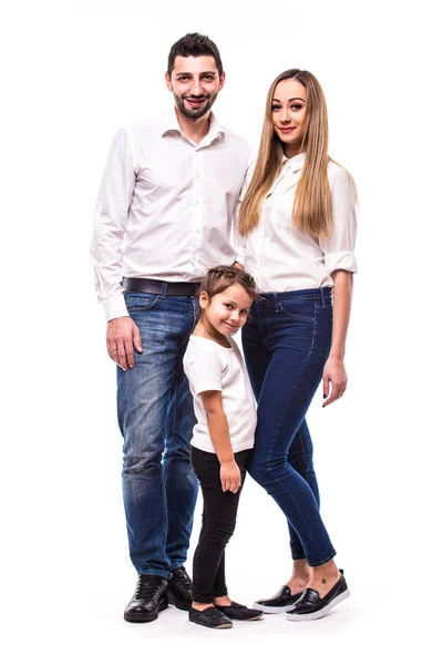 Beyaz arka planda mutlu bir aile — Stok fotoğraf