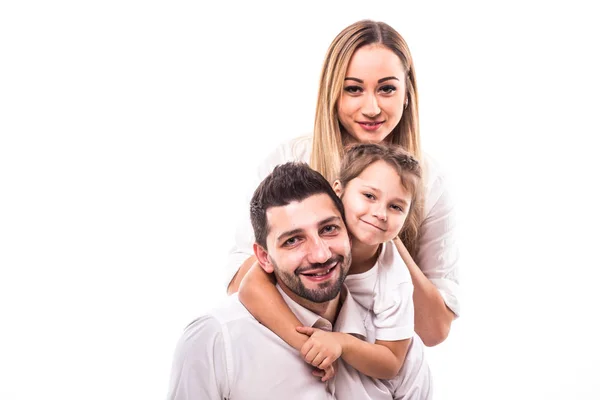 Boldog család fehér háttér — Stock Fotó