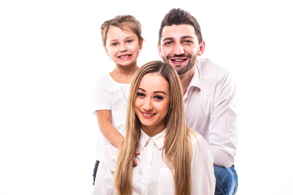 Boldog család fehér háttér — Stock Fotó
