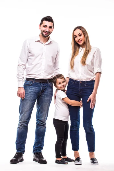 Beyaz arka planda mutlu bir aile