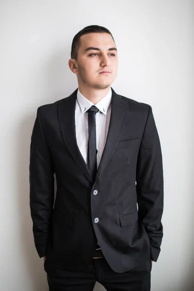 Business man in suit over white background — Stock Photo, Image