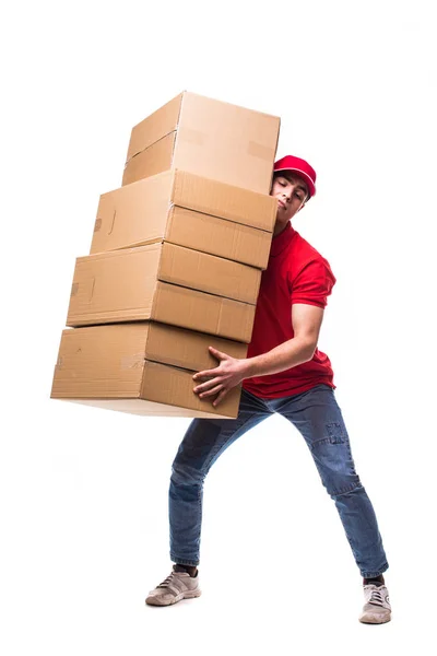 El repartidor levanta las cajas . — Foto de Stock