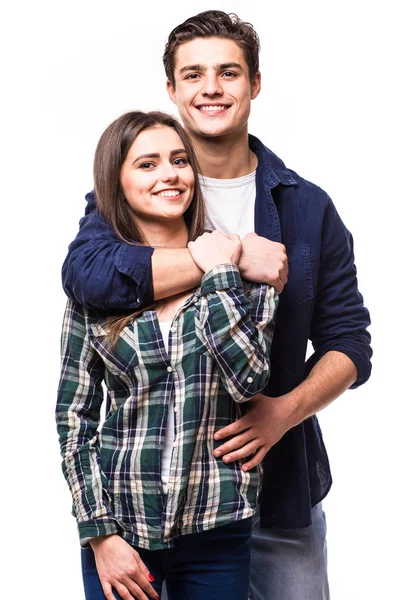 Молодий чоловік обіймає свою дівчину . — стокове фото