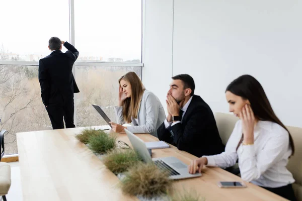 Unhappy and sad Business people lose the contract terms  in meeting room