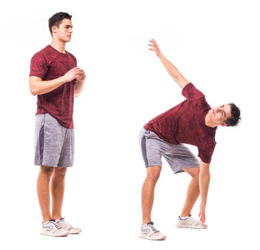 Genç adam spor egzersiz yaparak.