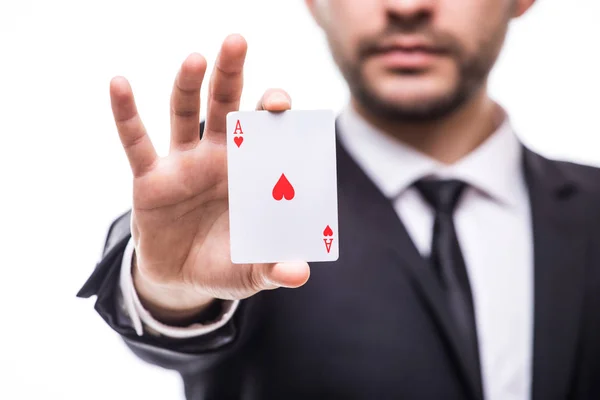 Jogar cartas sorte no fundo branco — Fotografia de Stock
