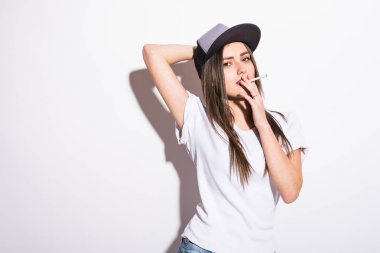 seksi güzel kadın kap atış puro portre studio ile sigara
