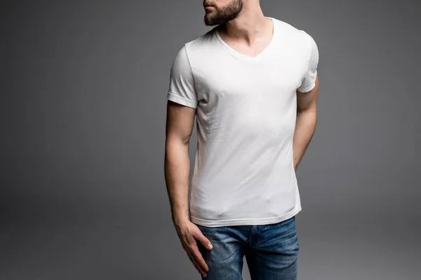 Közelkép a férfi póló üres — Stock Fotó
