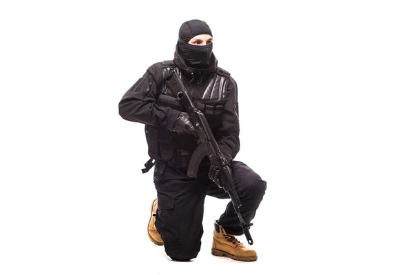 Терорист з кулемета ізольовані на білому тлі — Stock Fotó