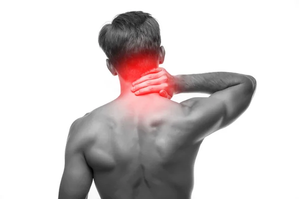 Sportler mit Nackenschmerzen — Stockfoto