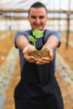 Adamın ellerini yere içine fide dikim 