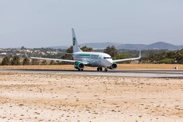 FARO, PORTUGAL - 18 de junio de 2017: Germania Vuelos desde el Aeropuerto Internacional de Faro . — Foto de Stock