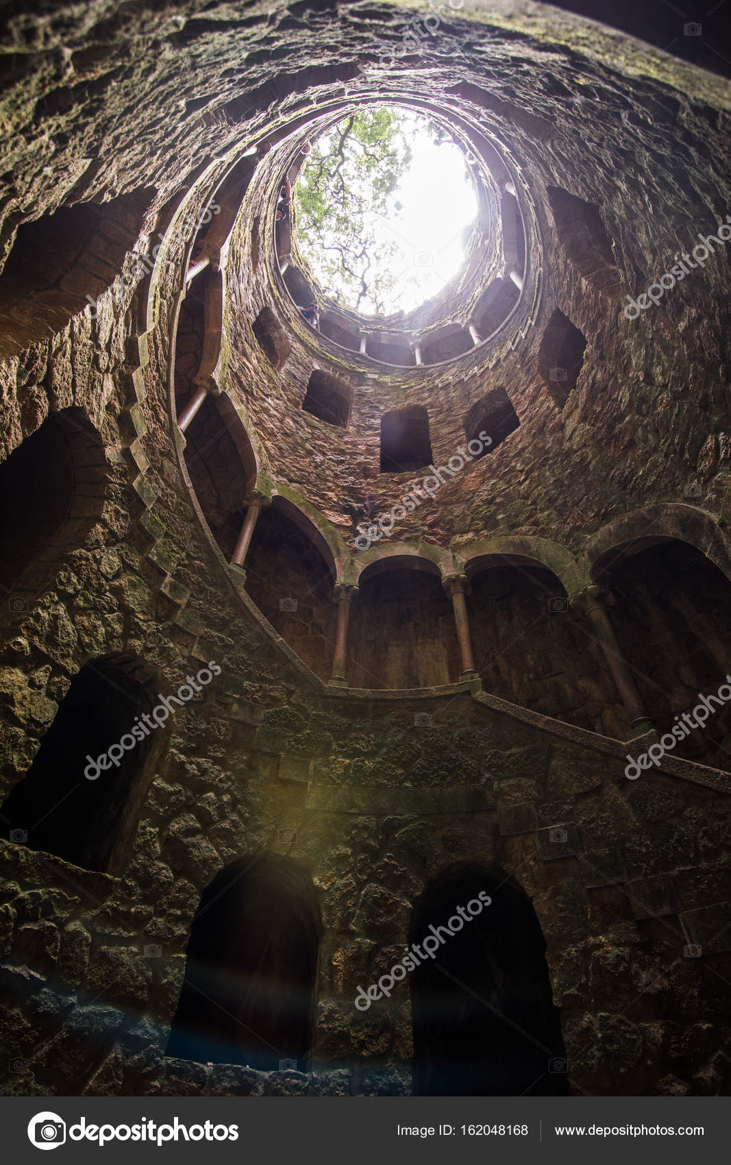 Portugal , Sintra . Palace Regaleira is typical Gothic architectural