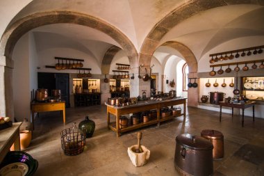 Ünlü ve güzel Landmark - Ulusal Pena Sarayı ve mavi gökyüzü - Sintra, Lisboa, Portekiz, Avrupa