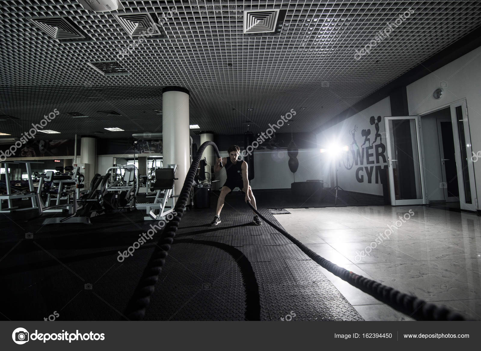 Battle Ropes Exercise In The Gym Crossfit Exercises In Gym