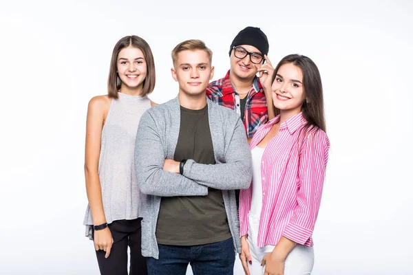 Grupo de jóvenes felices aislados sobre fondo blanco —  Fotos de Stock